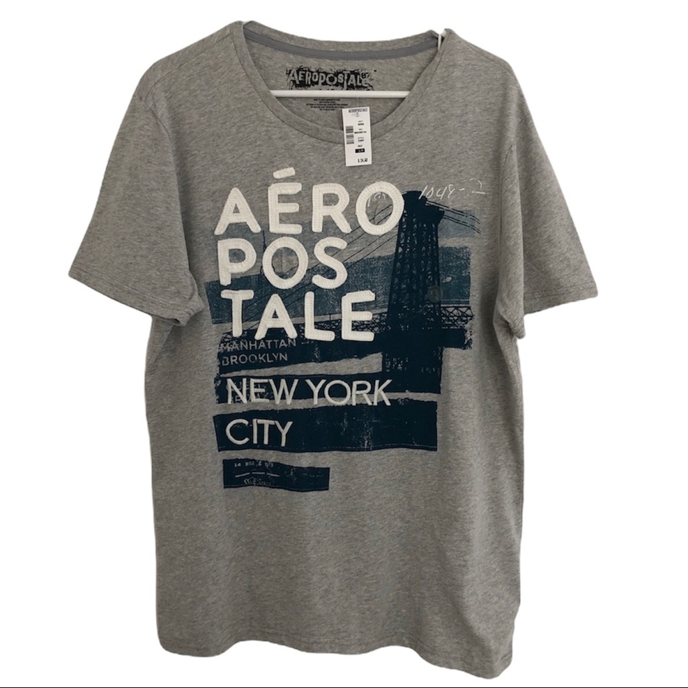 Aerospostale Men Grey Short Sleeve T-Shirt, Size Large